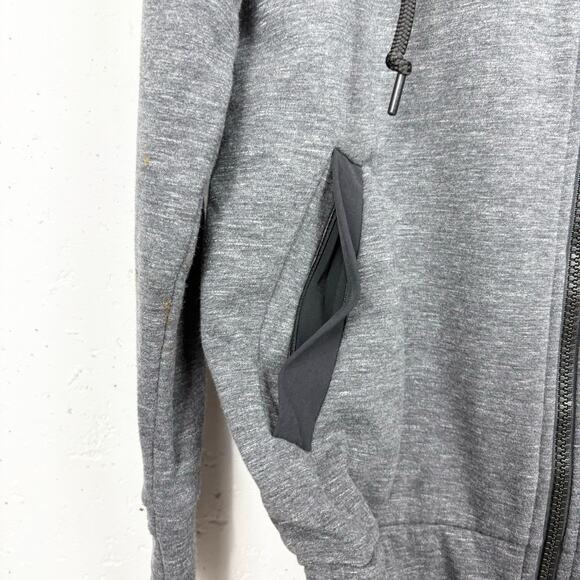 Athleta Victory Long Primaloft Hooded Jacket Full Up Down Zip Gray Black Small - Picture 9 of 11